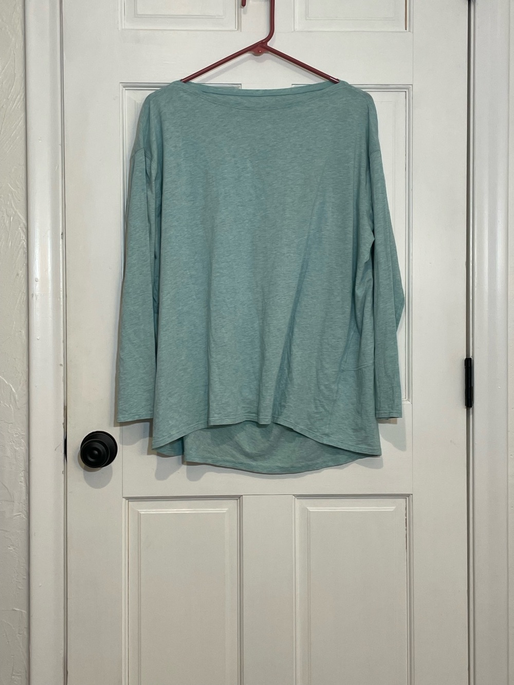 Lululemon Back in Action Pima Cotton Long Sleeve Shirt Heathered Seafoam Green L